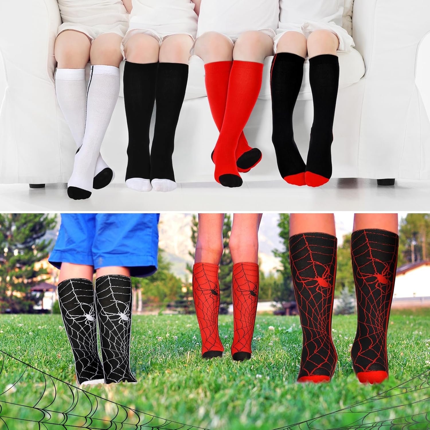 Cutecrop Halloween Spider Socks for Kids 4 Pairs 1