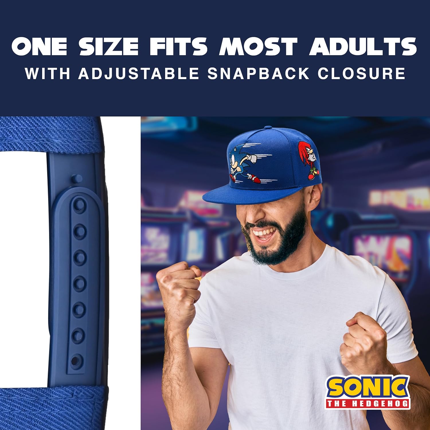 Concept One Mens Sonic The Hedgehog Extreme Pro Adjustable Flat-Brim Cap
