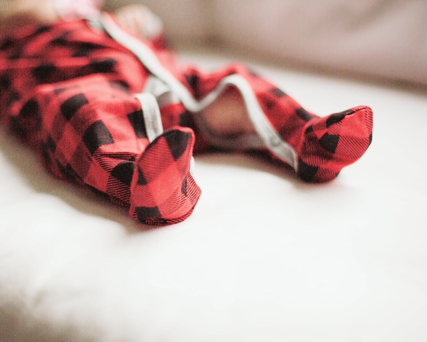 Stylish Comfy Baby Buffalo Plaid Footed Sleepie