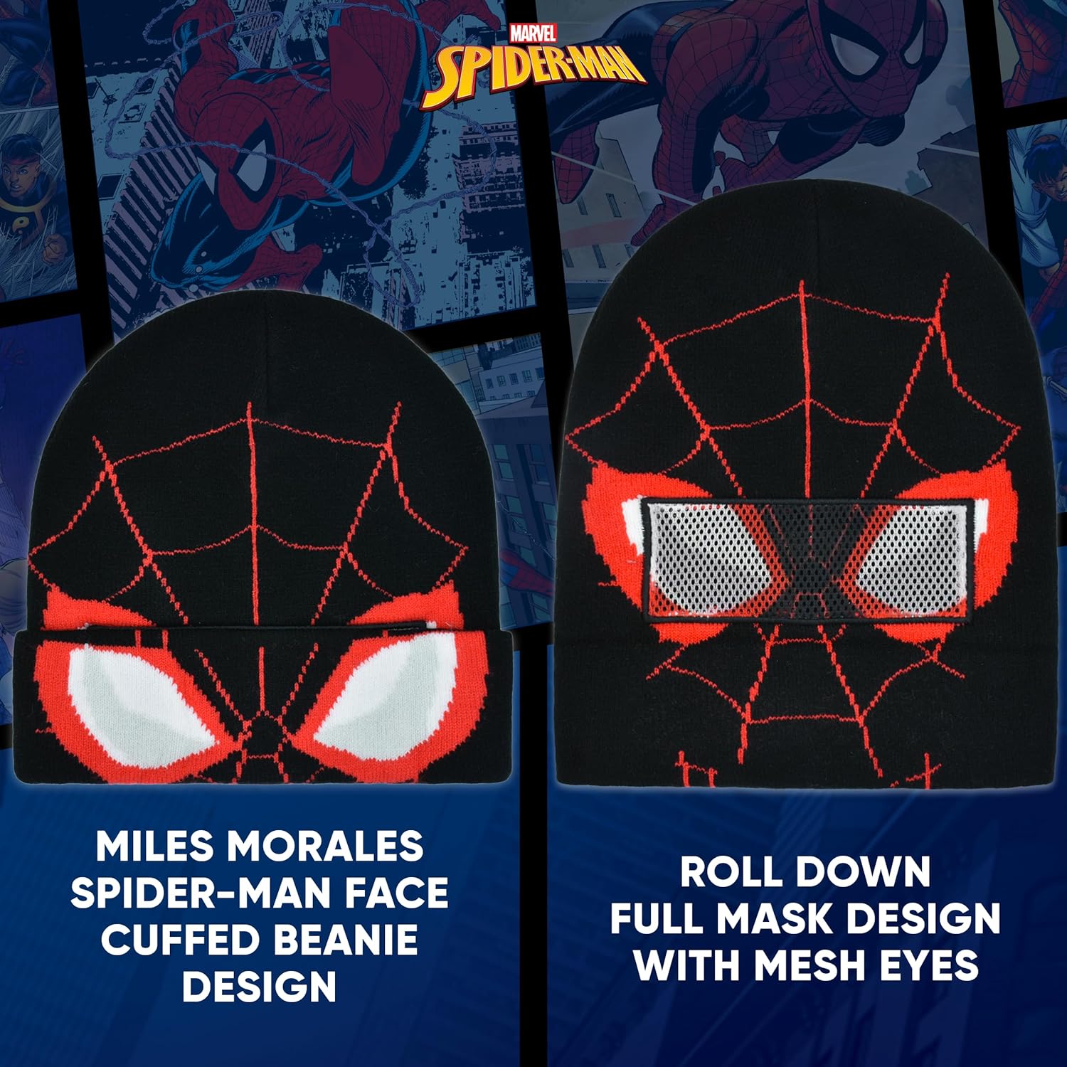Miles Morales Spider-Man Roll Down Cuff Beanie Hat