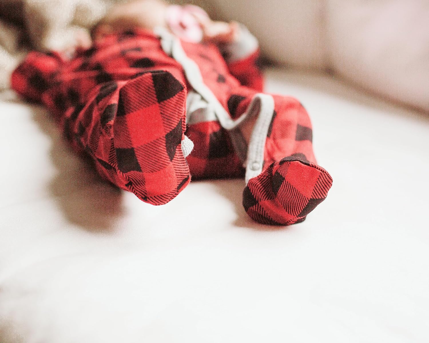 Stylish Comfy Baby Buffalo Plaid Footed Sleepie